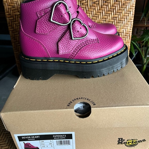 Dr. Martens Pink Devon Heart Platform Boots - Picture 7 of 9